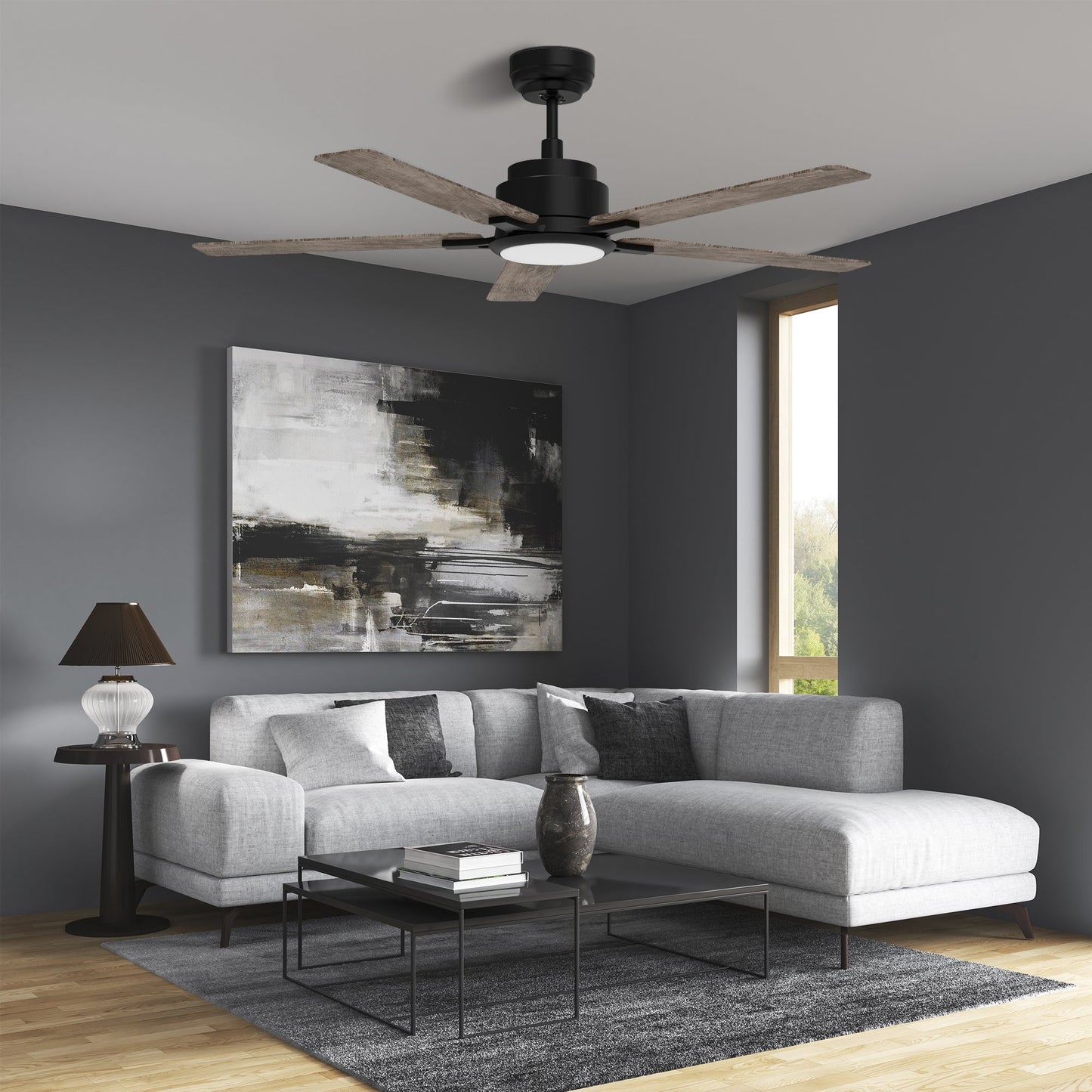 ESPEAR 56 In 5 Blade Smart Ceiling Fan With Integrated LED Lights With Google Home