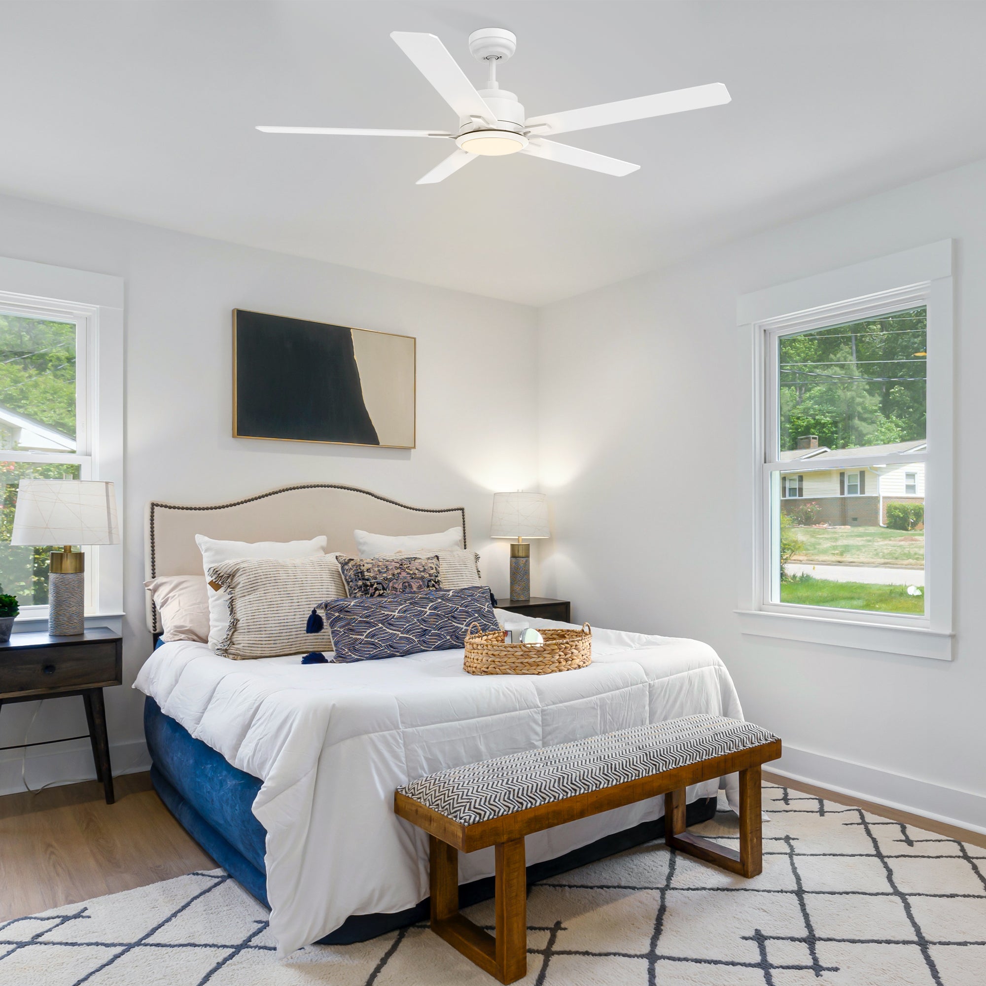 ESPEAR 56 In 5 Blade Smart Ceiling Fan With Integrated LED Lights With Google Home