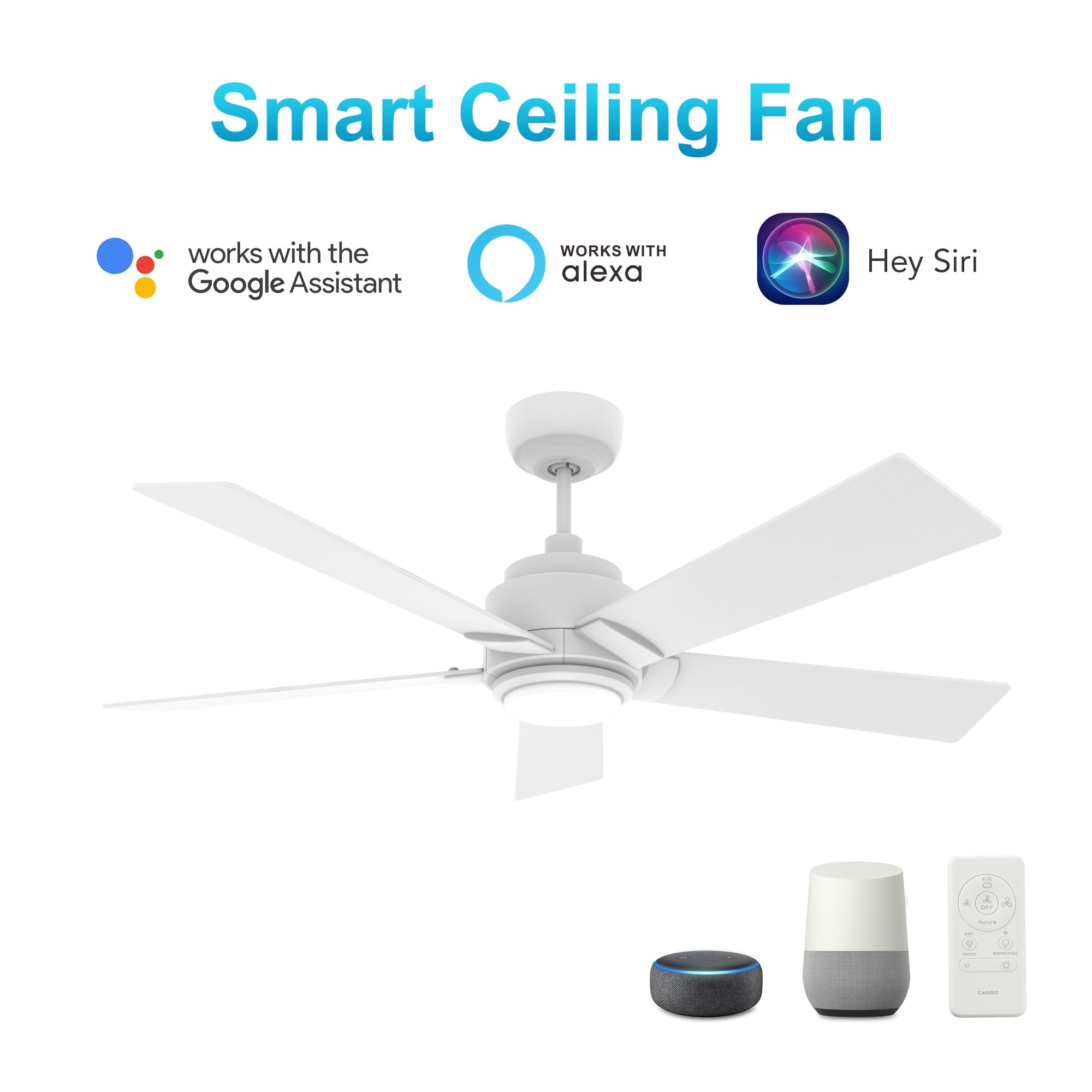ASCENDER 56 In 5 Blade Smart Ceiling Fan With Integrated LED Lights With Google Home