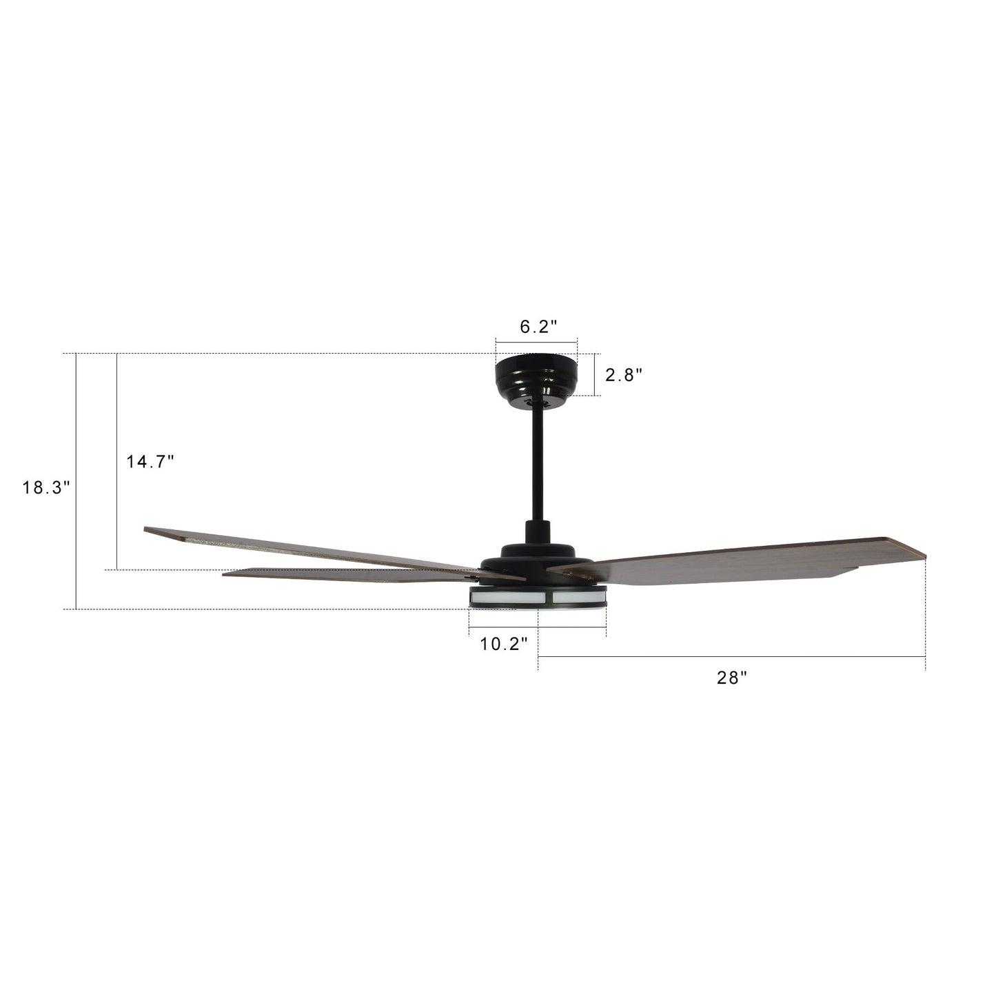 Elira 56 5 Blade Smart Ceiling Fan With Led Light Kit Remote Black Dark Wood