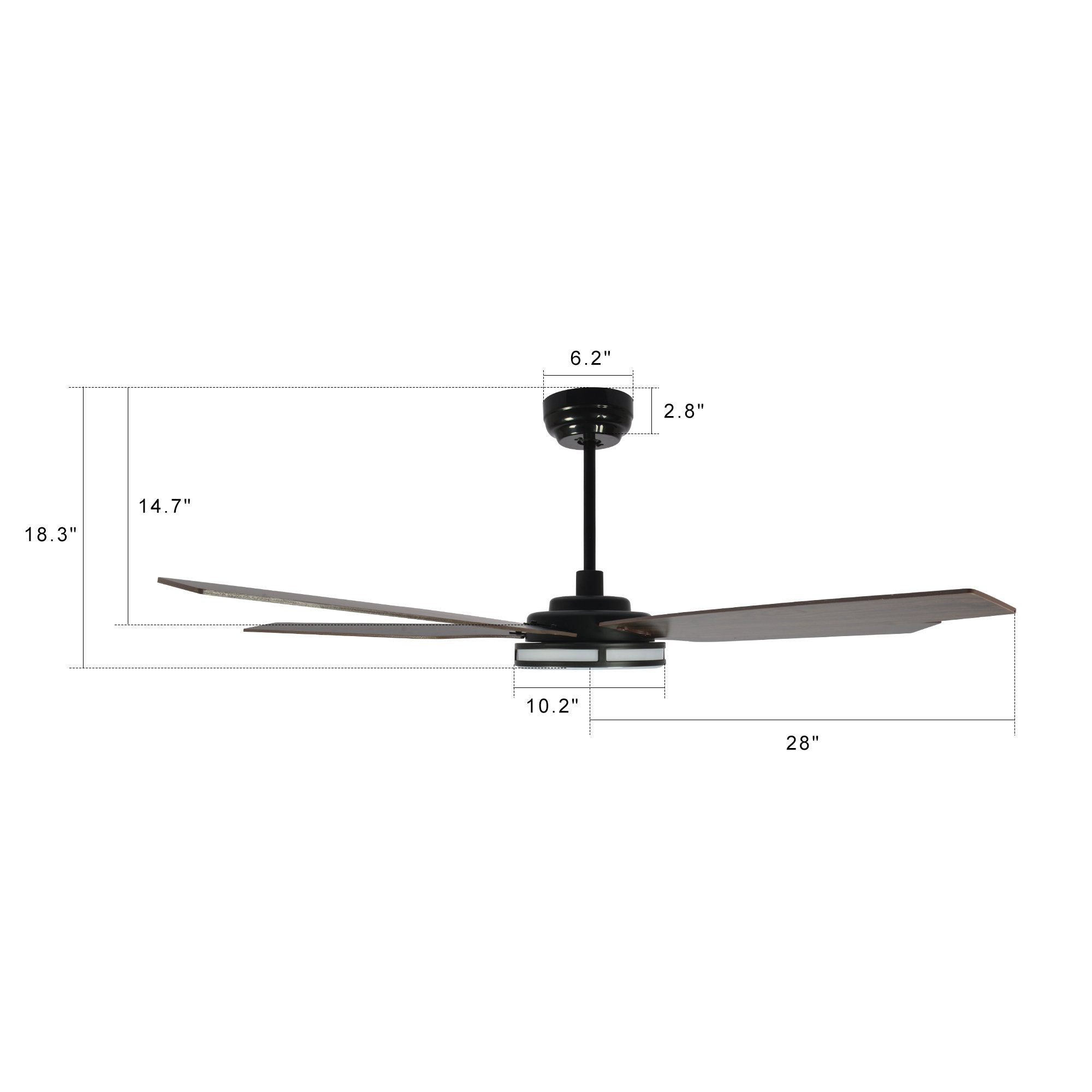 Elira 56 5 Blade Smart Ceiling Fan With Led Light Kit Remote Black Dark Wood