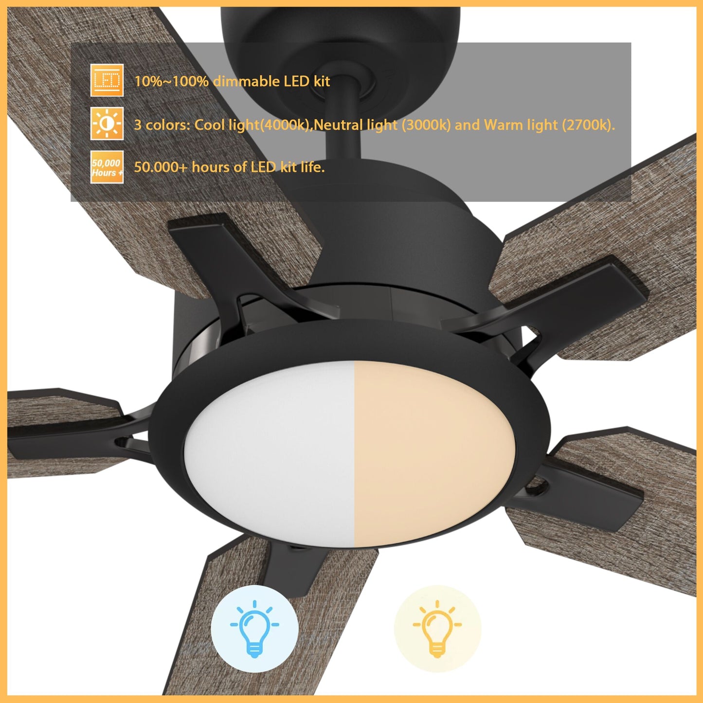 ESPEAR 60 In 5 Blade Smart Ceiling Fan With Integrated LED Lights With Google Home