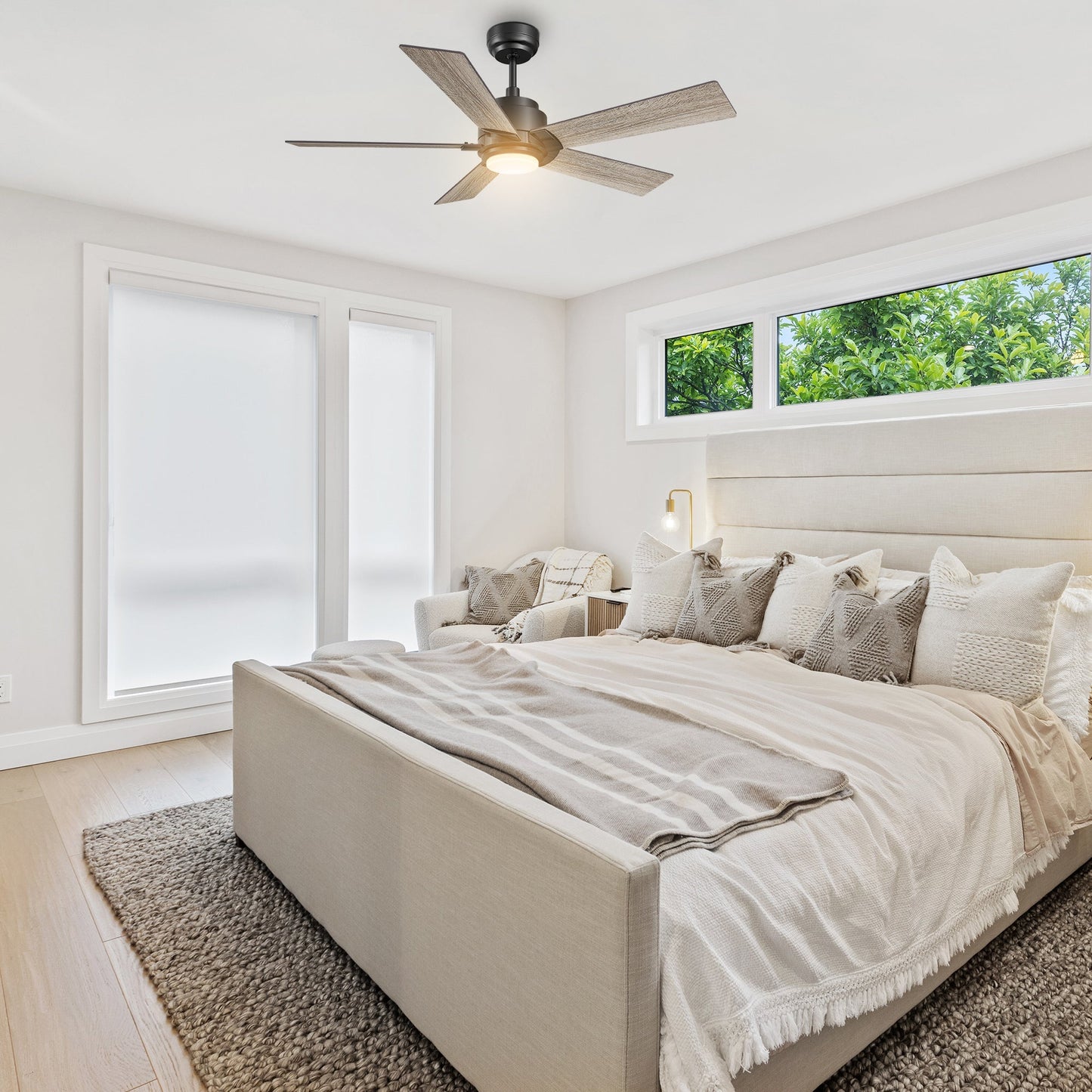 ASCENDER 60 In 5 Blade Smart Ceiling Fan With Integrated LED Lights With Google Home