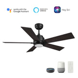 ASCENDER 60 In 5 Blade Smart Ceiling Fan With Integrated LED Lights With Google Home