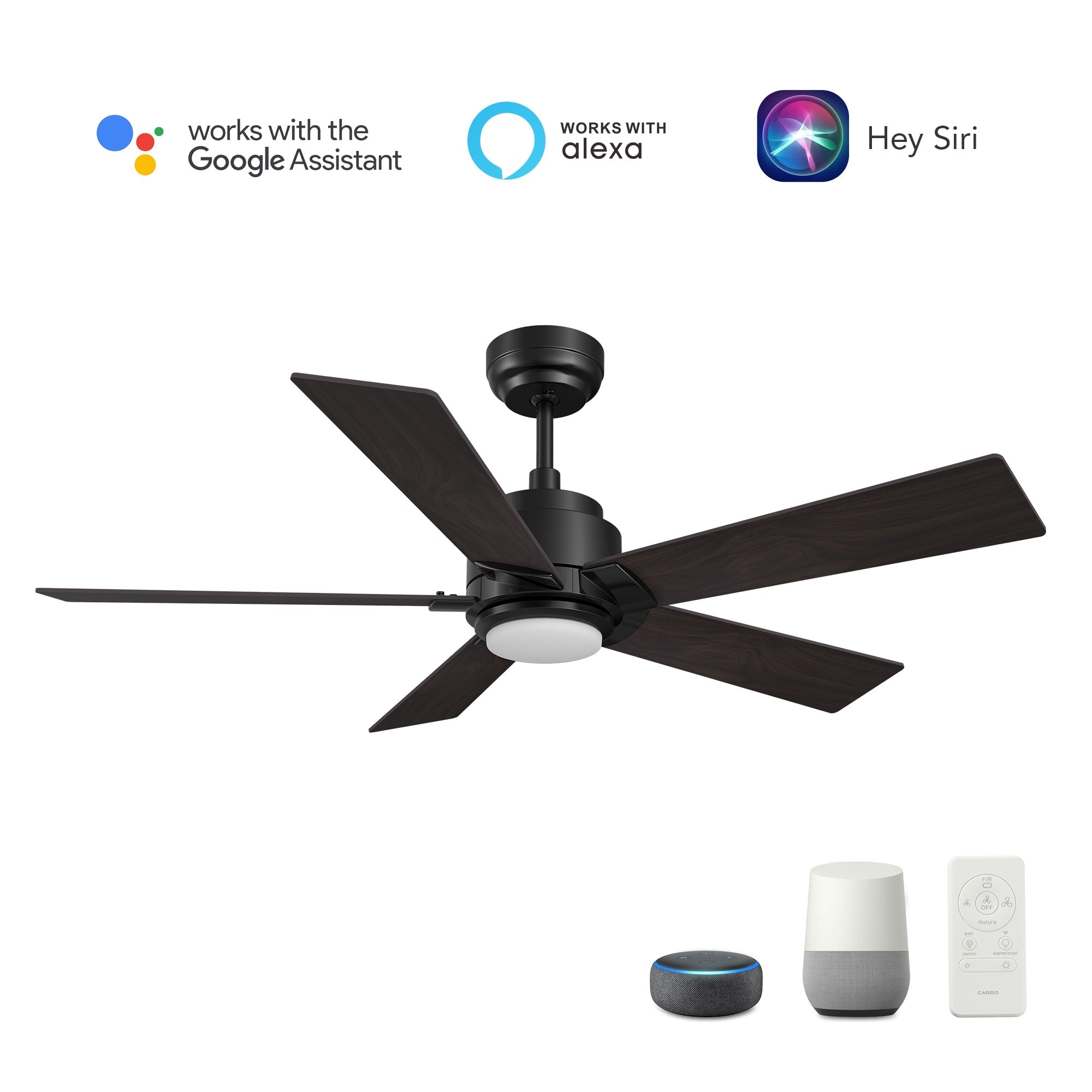 ASCENDER 60 In 5 Blade Smart Ceiling Fan With Integrated LED Lights With Google Home