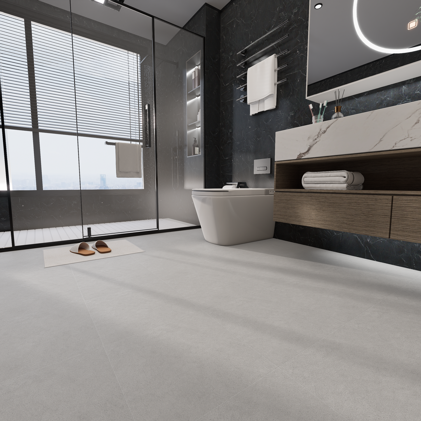 13 x 13 in Artifact Fog Matte Pressed Glazed Porcelain Tile