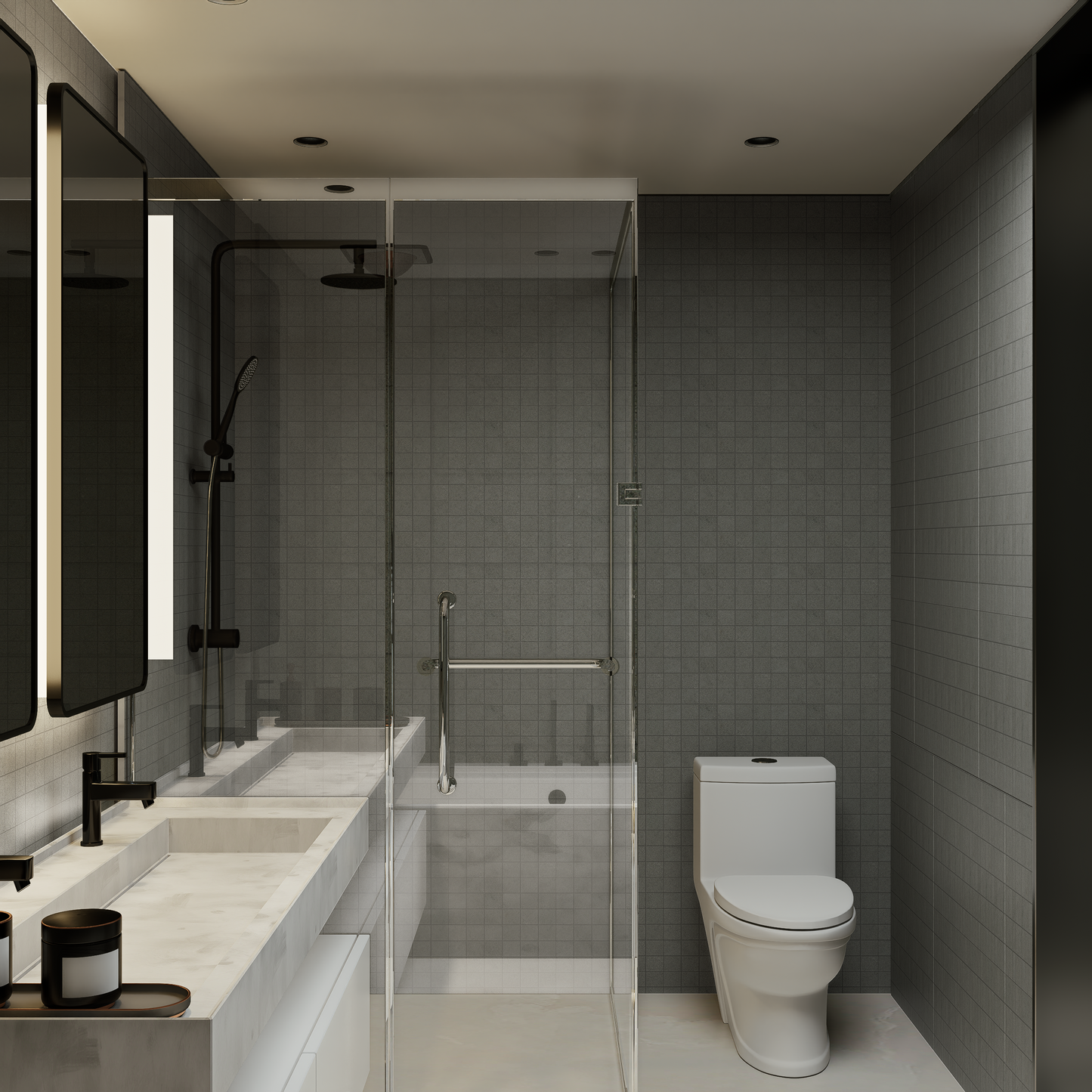 2 x 2 in Locale Carbon Matte Glazed Porcelain Mosaic