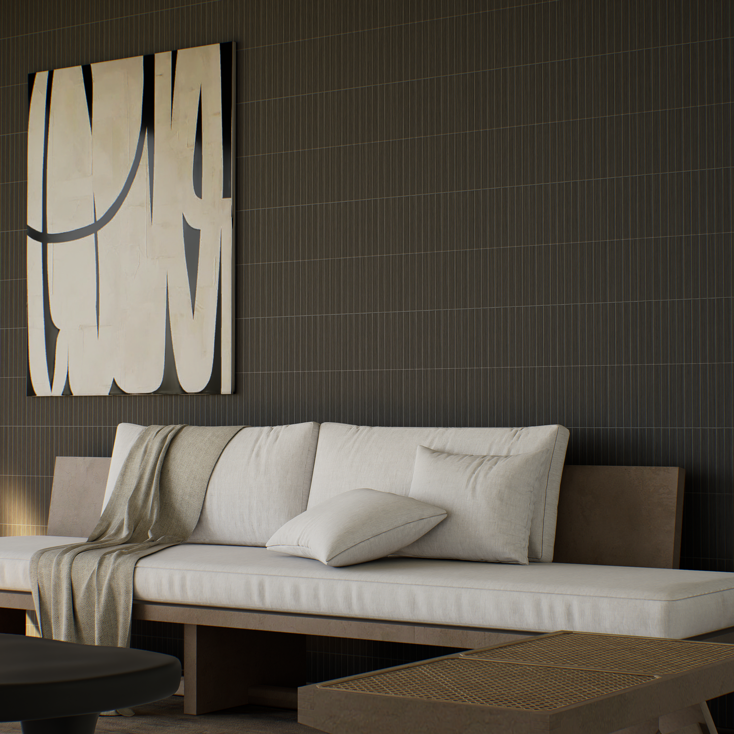 1 X 6 In Stacked Zera Annex Carbon Matte Color Body Porcelain Mosaic