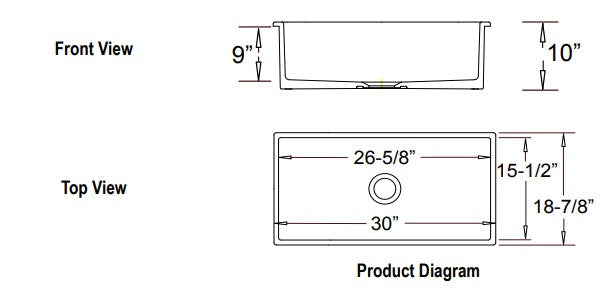 Nova Europa - Fire Clay Drop In Farmhouse sink Dual-Mount Single Bowls w/Center Drain 30" -  NE-7388