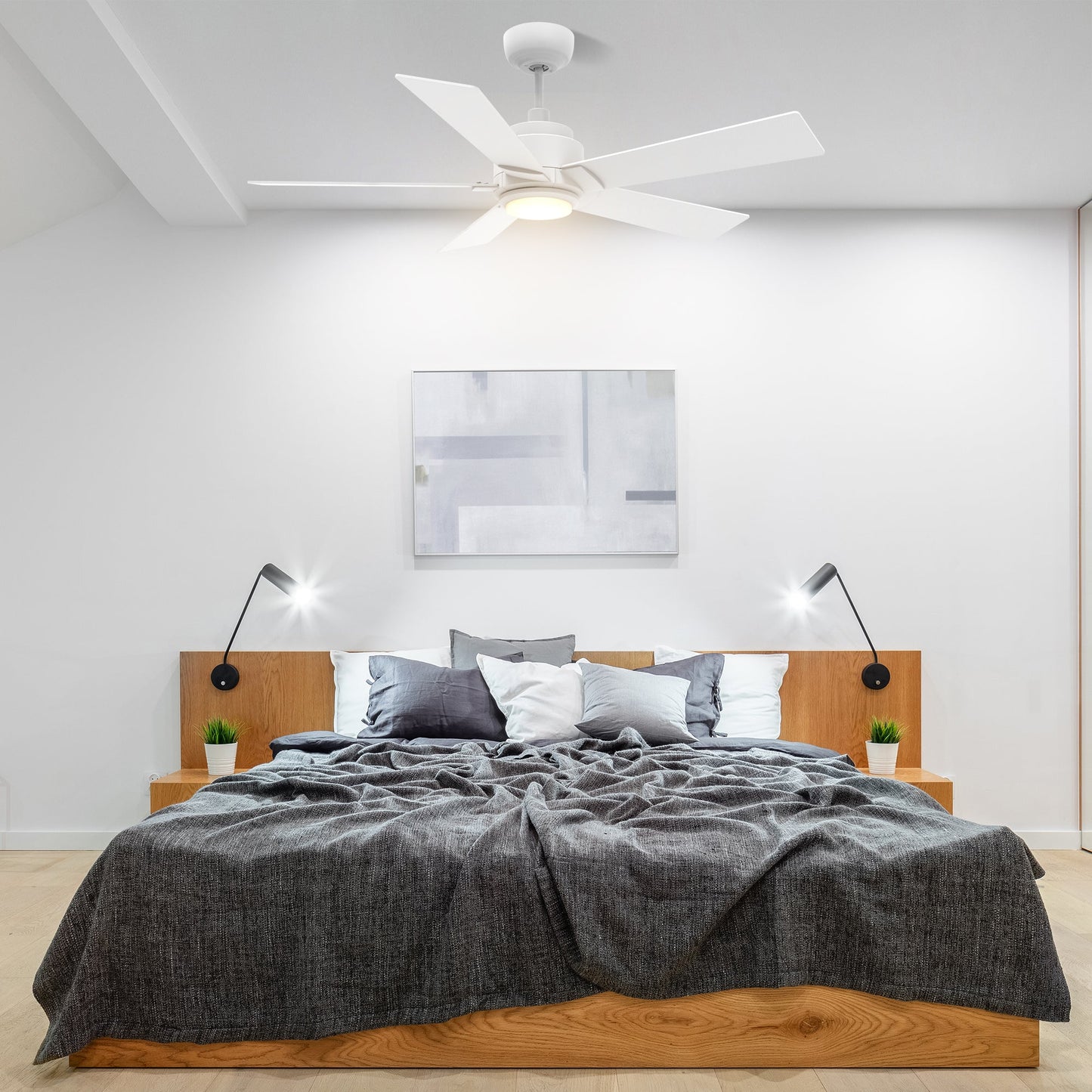 ASCENDER 48 In 5 Blade Smart Ceiling Fan With Integrated LED Lights With Google Home