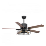 Helston 52" In. Black/Dark Wood & Light Wood 5 Blade Smart Ceiling Fan with LED Light Kit Works with Light & Smart Wall Switch