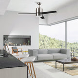 Raiden 52" In. Silver/Black & Light Wood 3 Blade Smart Ceiling Fan with LED Light Kit Works with Led Light Kit & Smart Wall Switch