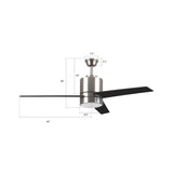 Raiden 52" In. Silver/Black & Light Wood 3 Blade Smart Ceiling Fan with LED Light Kit Works with Led Light Kit & Smart Wall Switch