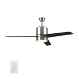 Raiden 52" In. Silver/Black & Light Wood 3 Blade Smart Ceiling Fan with LED Light Kit Works with Led Light Kit & Smart Wall Switch