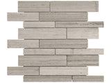 Random Strip Strada Mist Polished Limestone Mosaic