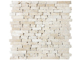 Random Strip Ivory Tumbled Travertine Mosaic