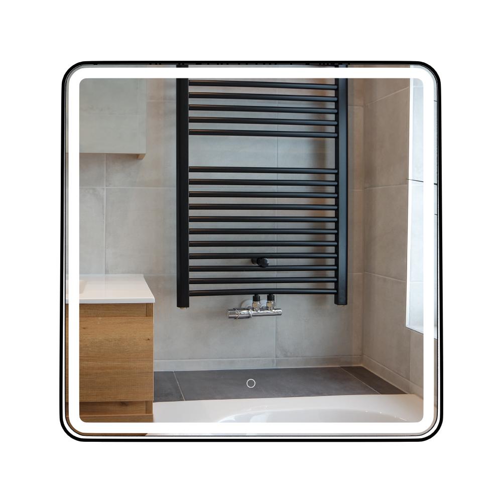 LED Lighted Bathroom Vanity Mirror With Shelf, Wall-Mounted, Touch Switch,  Anti-Fog Adjustable Color Temperature & Remembrance, CRI 90+, Lighted Makeup Mirrors, Raven Style