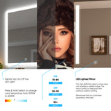 Frontlit/Backlit LED Lighted Bathroom Vanity Mirror with Frame, Anti-Fog, Touch Button, CRI 90+, Adjustable CCT & Memory, Magnum Style