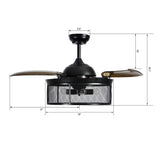 Paloma 42" In. 3 Blade Smart Ceiling Fan Works with Wall Switch