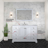 Dukes 48 in. Bathroom Freestanding Bathroom Vanity With Undermount Ceramic Sink with White Carrara Marble Top