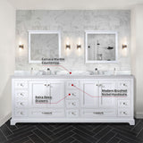 Dukes 84 in. Bathroom Freestanding Bathroom Vanity With Undermount Ceramic Sink with White Carrara Marble Top