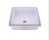 16" Checker Undermount Vanity Sink Square Shaped Bow in White