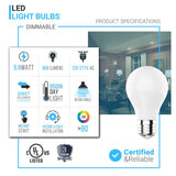 A19 Dimmable LED Light Bulb 6500K, 9.8W, Crystal White, 800 Lumens, (E26)