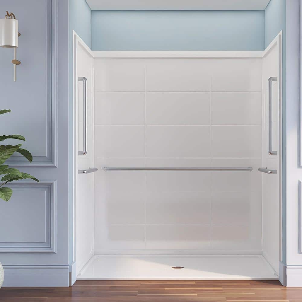 Ada Compliant 64 in. L x 36 in. W Alcove Shower Pan Base with Center Drain in White