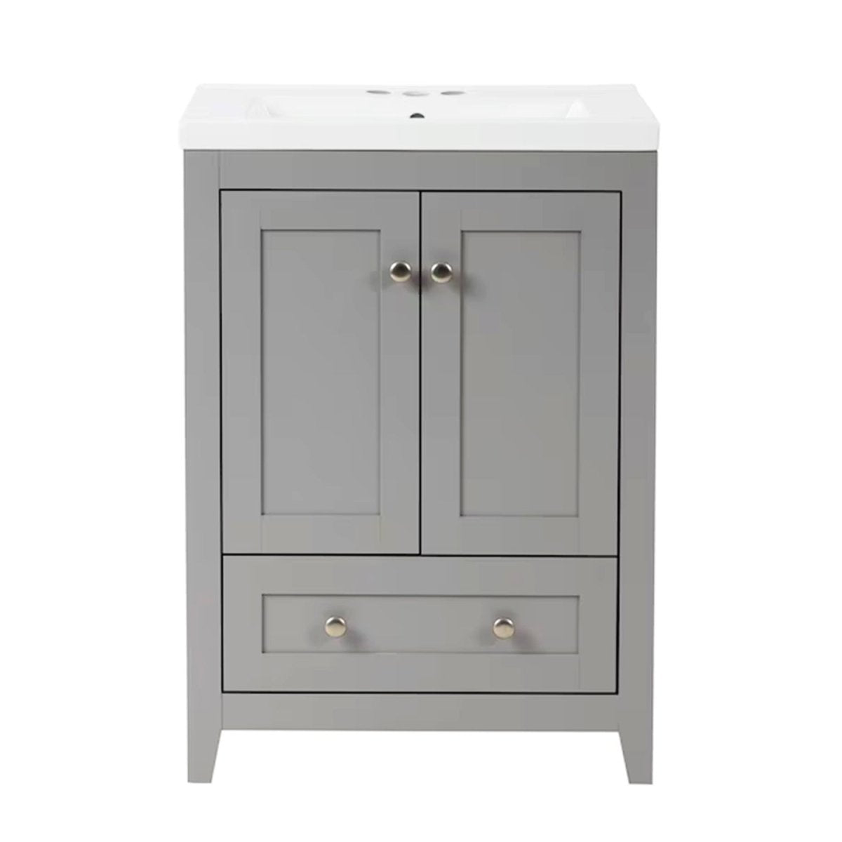 Adak 24 In. Gray Freestanding Bathroom Vanity with Porcelain Sink Top