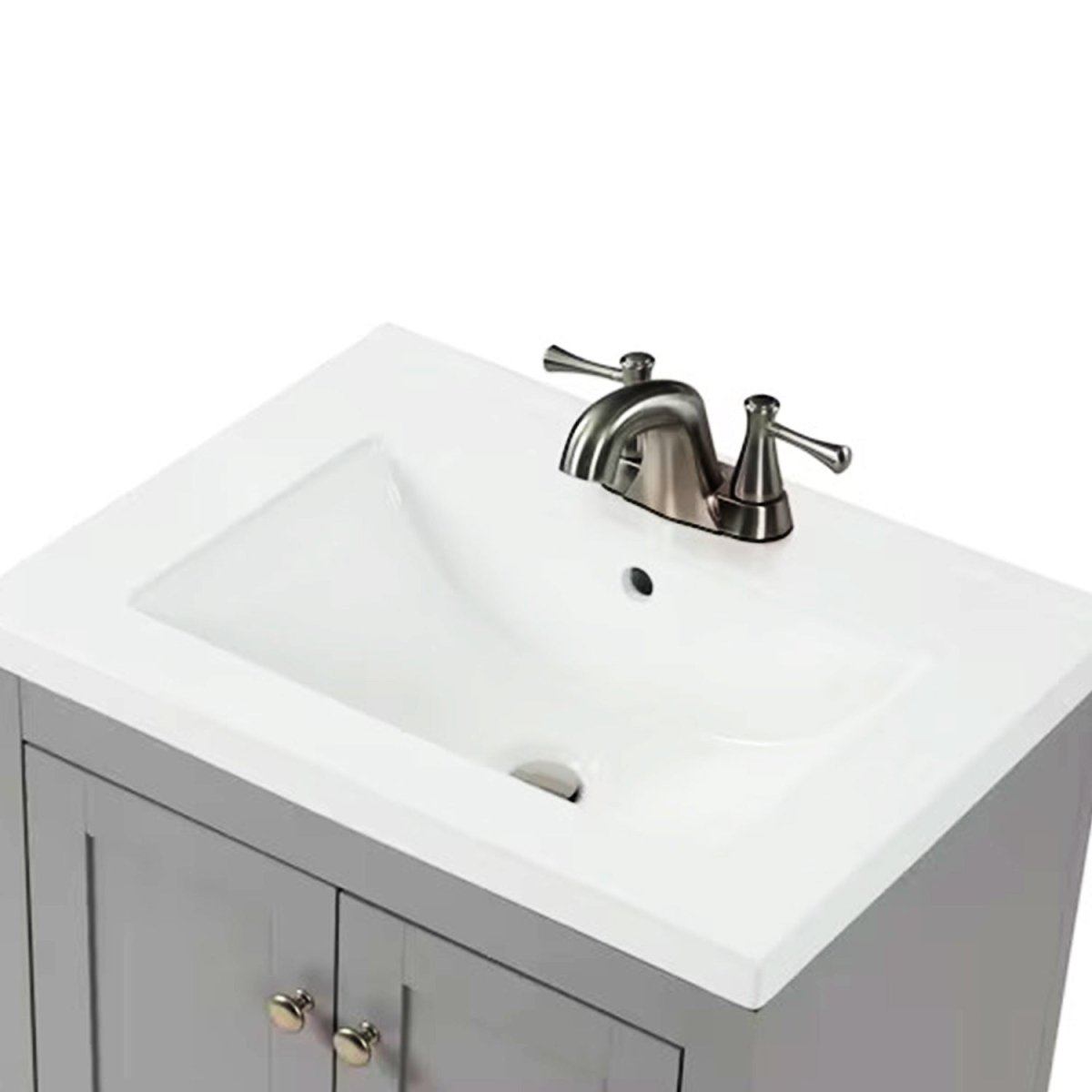 Adak 24 In. Gray Freestanding Bathroom Vanity with Porcelain Sink Top