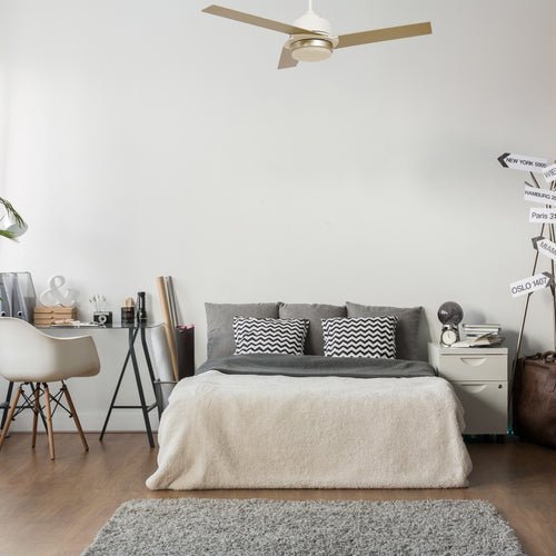 AERYN 52" In. White/Champagne 3 Blade Smart Ceiling Fan with LED Light Kit Works with Wall Switch