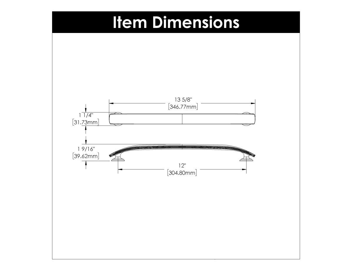 Appliance Pull - 12 Inch - Center to Center - Hickory Hardware