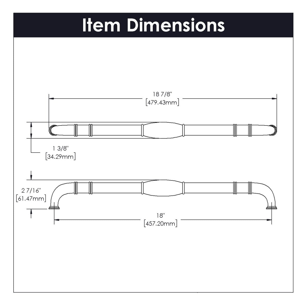 Appliance Pull 18 Inch Center to Center - Hickory Hardware