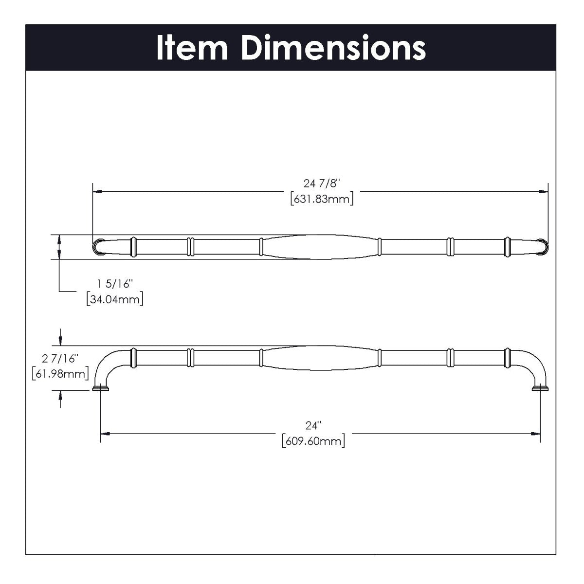 Appliance Pull 24 Inch Center to Center - Hickory Hardware