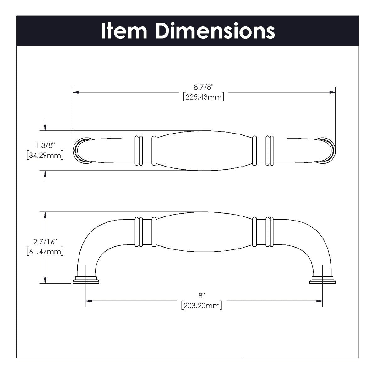 Appliance Pull 8 Inch Center to Center - Hickory Hardware