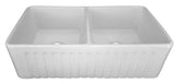 Apron Farmhouse 33-1/4 x 18 x 10 Inch Double Bowl Kitchen Sink in White