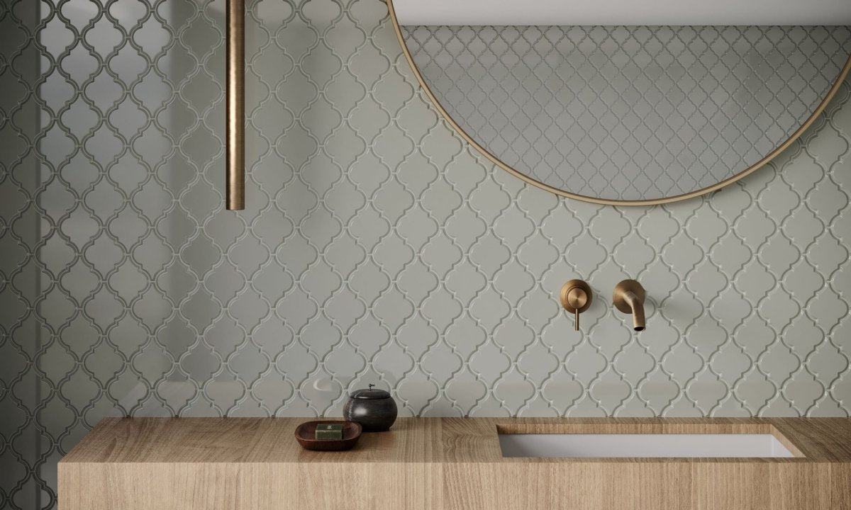 Arabesque Soho Soft Sage Glossy Glazed Porcelain Mosaic