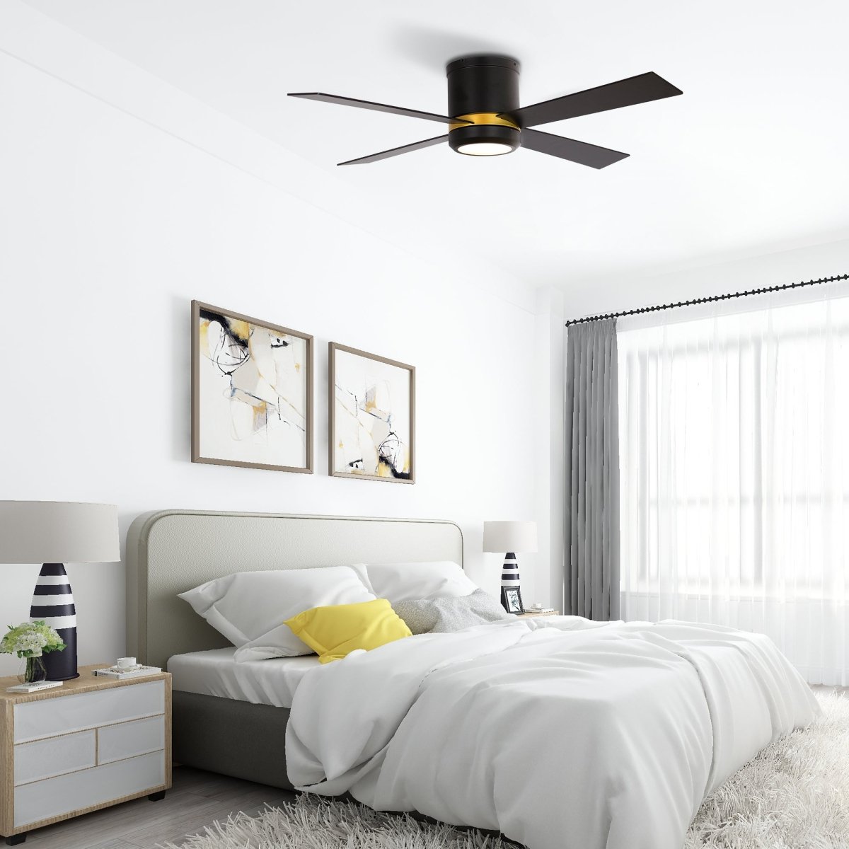 Arlington 52" In. Gold/Black 4 Blade Smart Ceiling Fan with LED Light Kit Works with LED Light Kit & Wall Switch