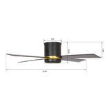 Arlington 52" In. Gold/Black 4 Blade Smart Ceiling Fan with LED Light Kit Works with LED Light Kit & Wall Switch