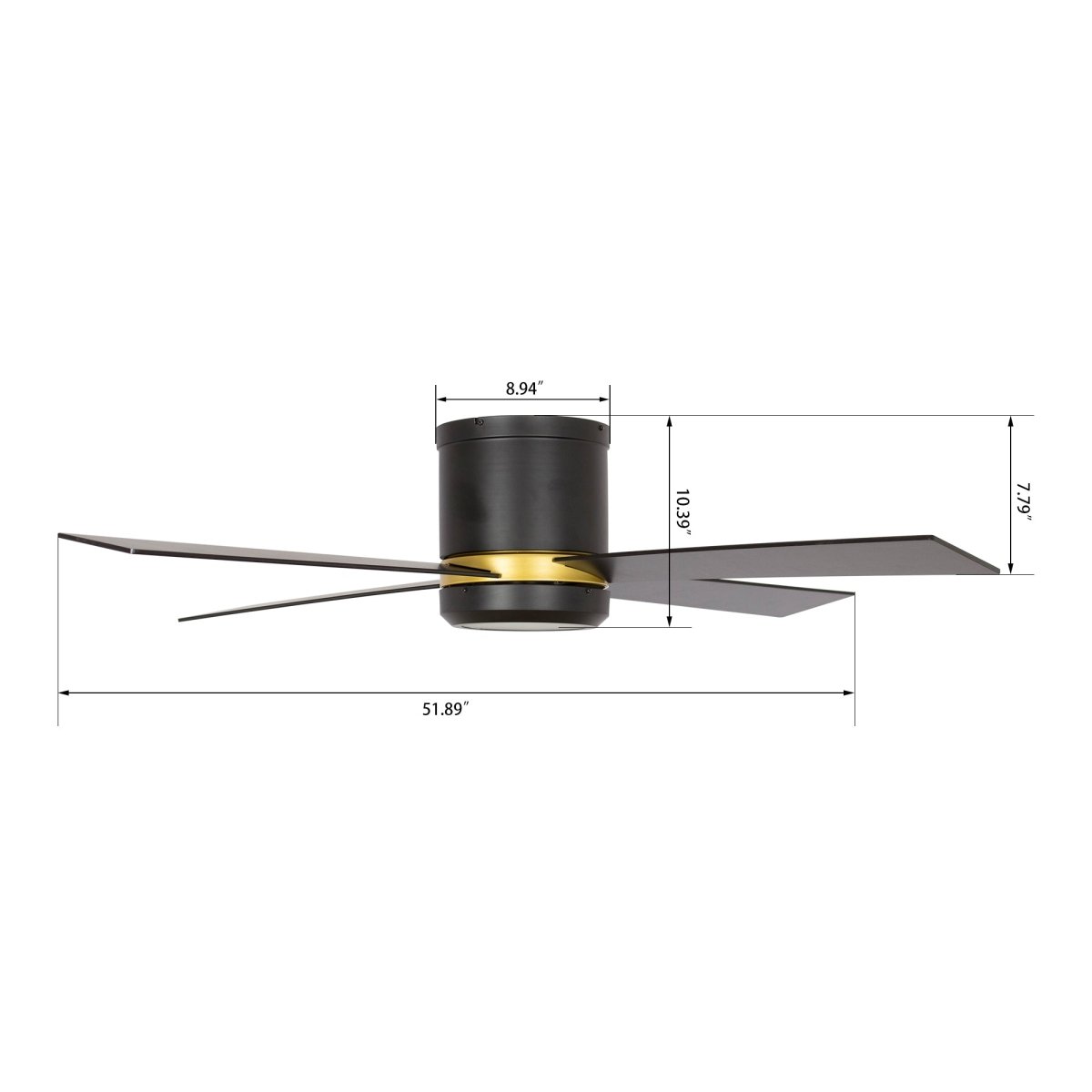 Arlington 52" In. Gold/Black 4 Blade Smart Ceiling Fan with LED Light Kit Works with LED Light Kit & Wall Switch