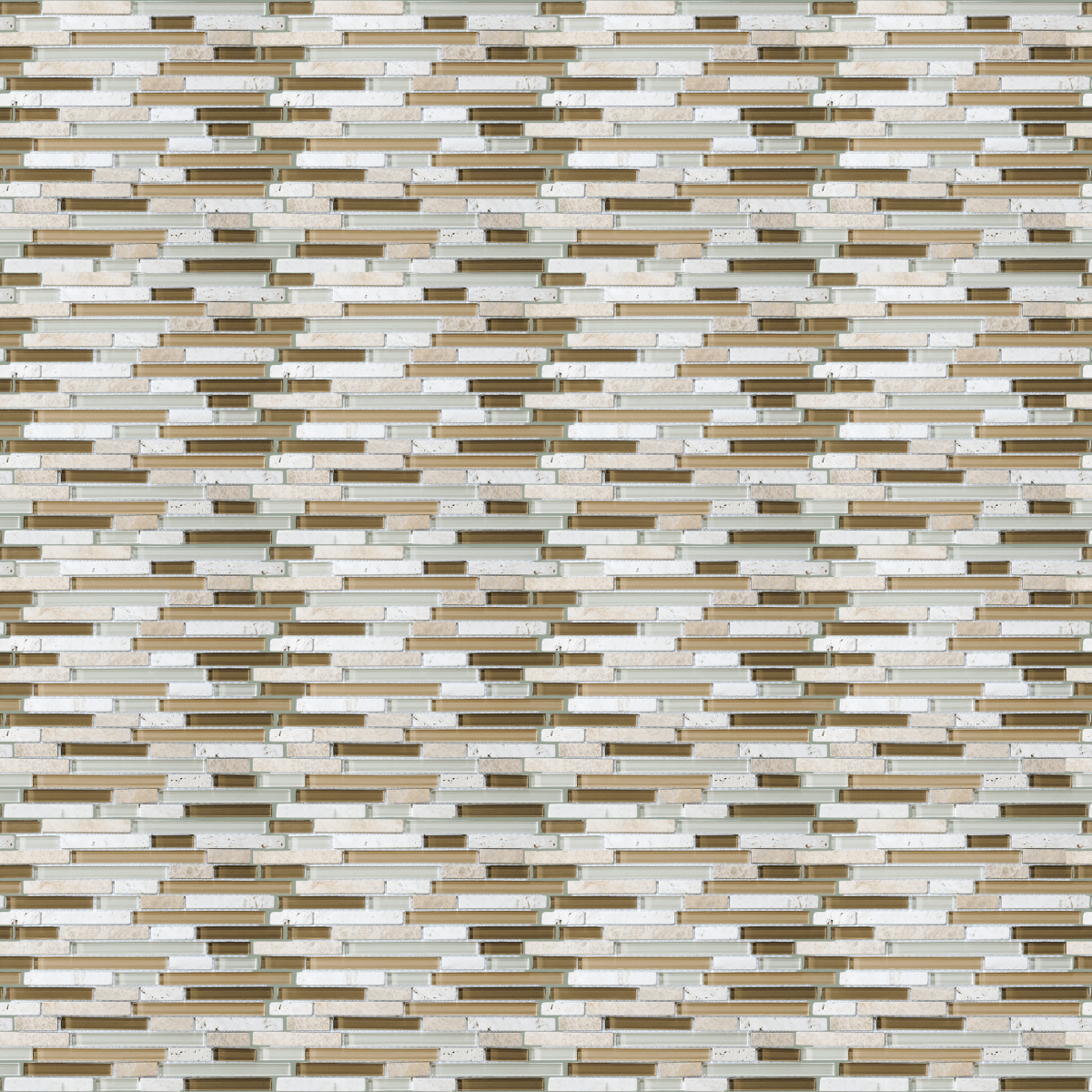 Bamboo Random Strip Glass Stone Blend Mosaic