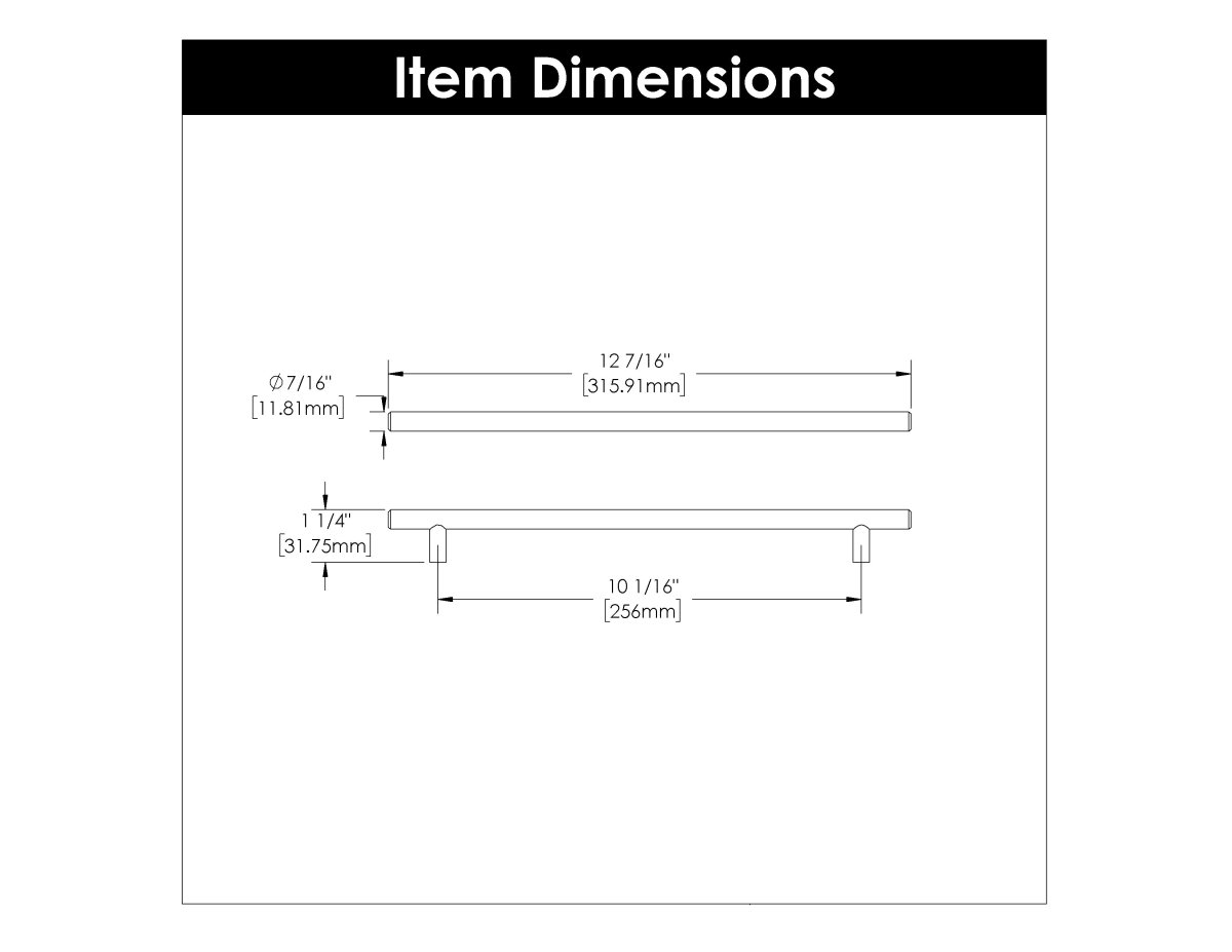 Bar Pull 10-1/16 Inch (256mm) Center to Center - Hickory Hardware