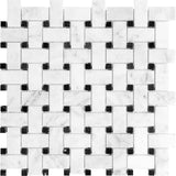 Basketweave Bianco Venatino Honed Marble Mosaic