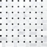 Basketweave Bianco Venatino Polished Marble Mosaic