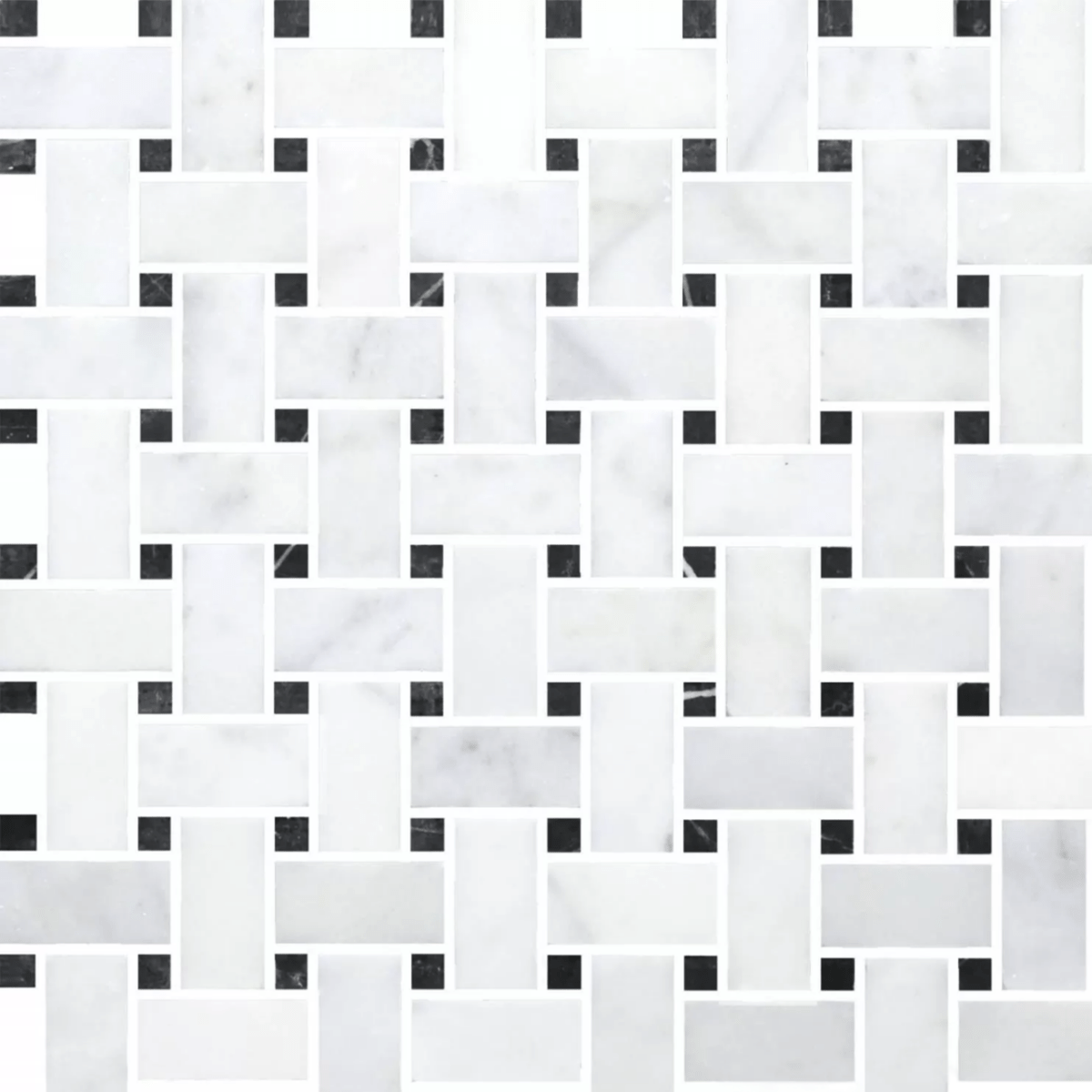 Basketweave Bianco Venatino Polished Marble Mosaic