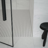 Basketweave Canvas White W/ Dot Soho Cement Chic Matte Glazed Porcelain Mosaic