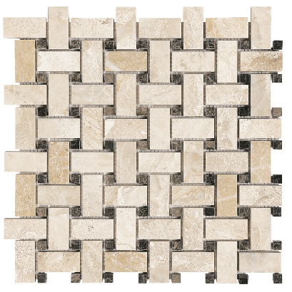 Basketweave Impero Reale Polished Marble Mosaic