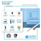 Bathroom Light Fixtures, 4000K (Cool White), Brushed Nickel Finish, For Damp Location,Wall Mount, Vanity Lighting