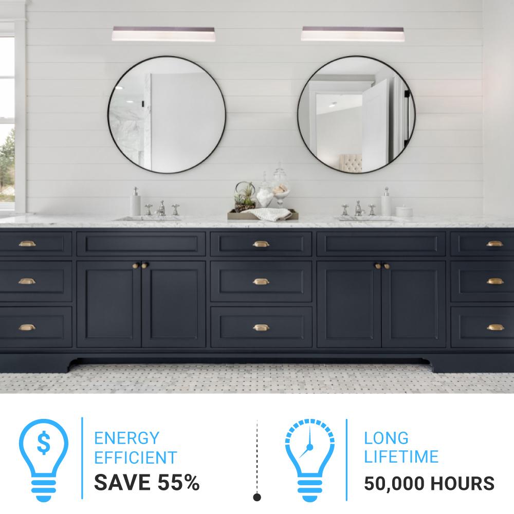 Bathroom Light Fixtures, 4000K (Cool White), Brushed Nickel Finish, For Damp Location,Wall Mount, Vanity Lighting