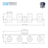 Bathroom Light Fixtures, 4000K, Dimmable, Brushed Nickel Finish,  Wall Mount, Damp Location, Vanity Lighting
